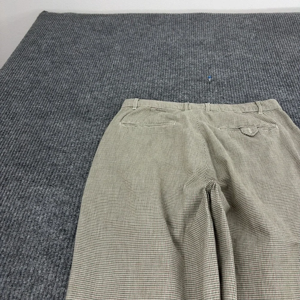 Vintage Tommy Hilfiger Pants Mens 33 Brown Cotton Houndstooth Pleated Chino